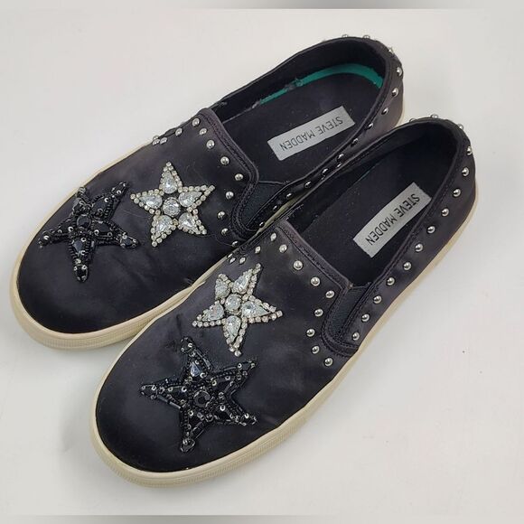 Steve Madden Rhinestone Bead Star Embellished Slip-On Sneakers Sz 9 - Picture 14 of 16